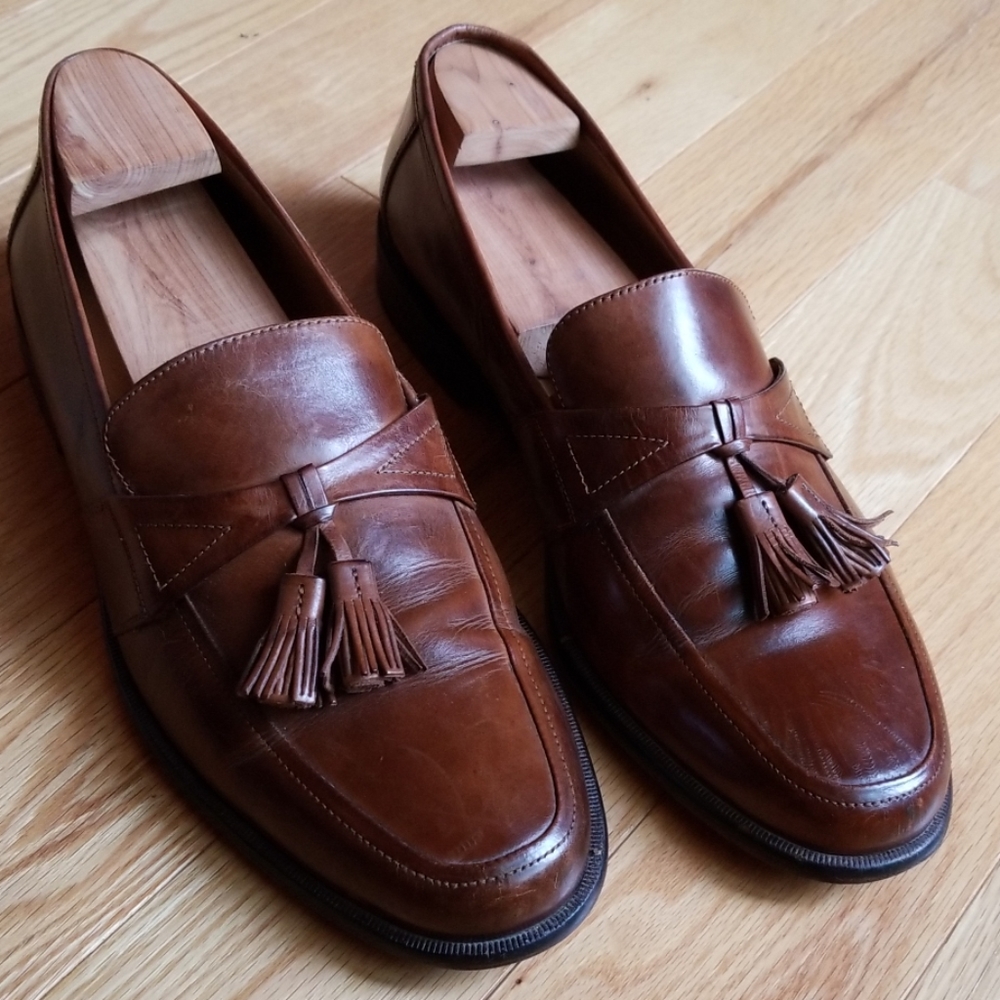 Johnston & Murphy Tan Calfskin Loafers Italian !!